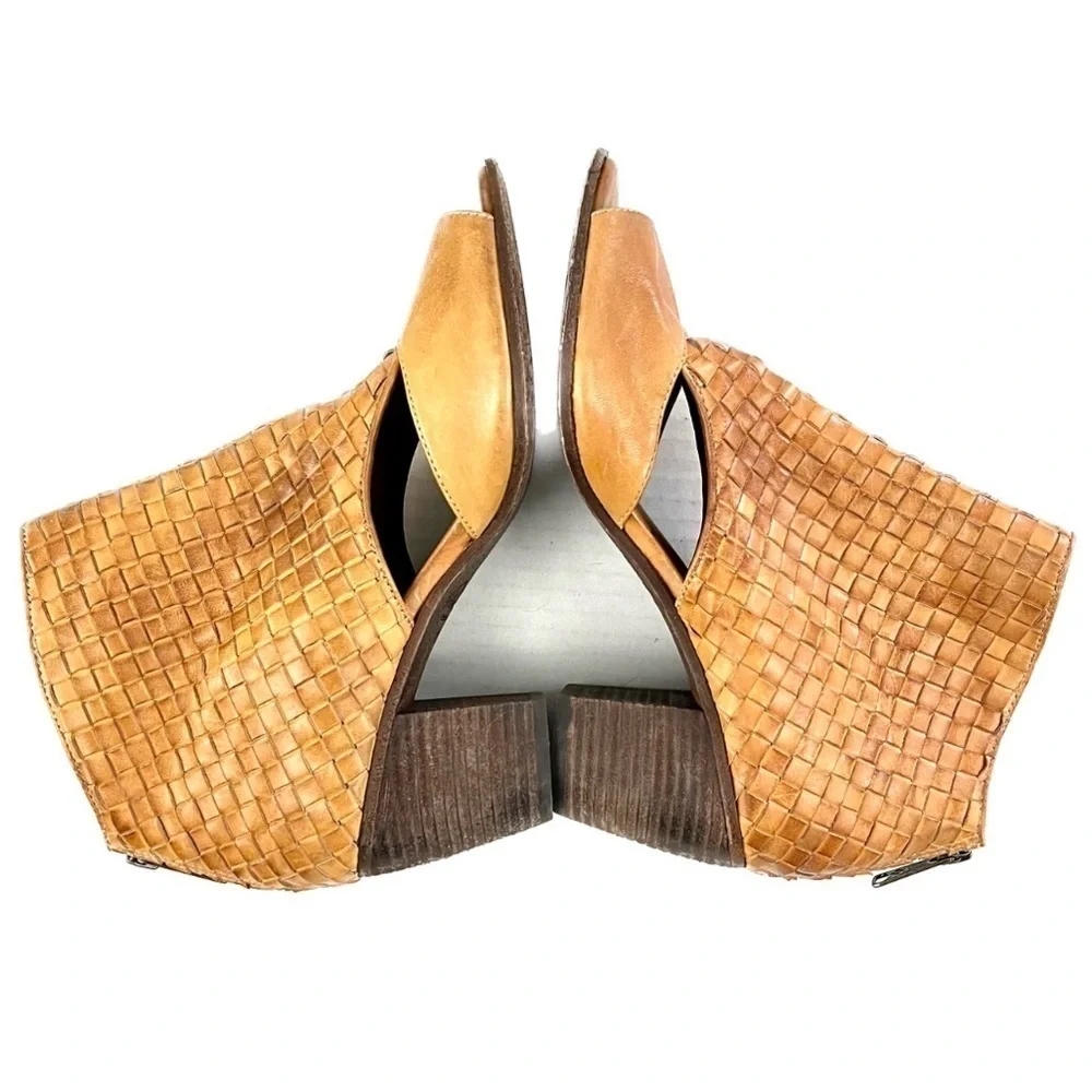 Patricia Nash Woven Leather Peep Toe Booties | Boho Italian Style | Size 10 - Picture 5 of 9